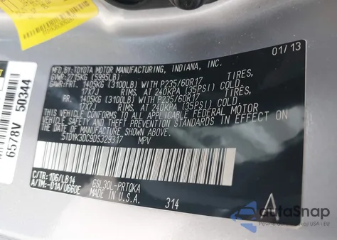 2013 Toyota Sienna Xle V6 8 Passenger из США, поврежденный, VIN 5TDYK3DC9DS329317